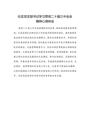 社区党支部书记学习贯彻二十届三中全会精神心得体会.docx