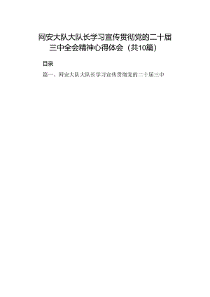 （10篇）网安大队大队长学习宣传贯彻党的二十届三中全会精神心得体会（详细版）.docx