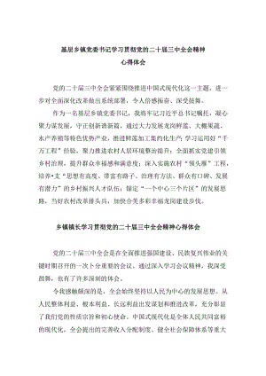基层乡镇党委书记学习贯彻党的二十届三中全会精神心得体会8篇（精选）.docx
