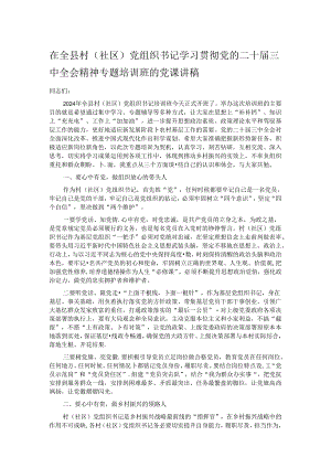 在全县村（社区）党组织书记学习贯彻党的二十届三中全会精神专题培训班的党课讲稿.docx