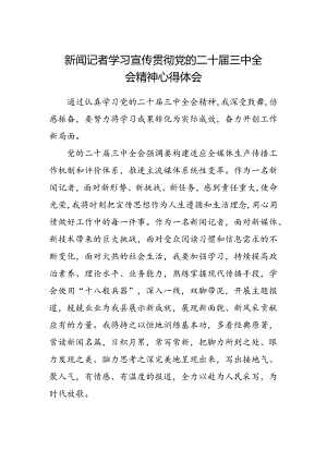 新闻记者学习宣传贯彻党的二十届三中全会精神心得体会.docx