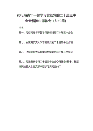 （10篇）司行局青年干警学习贯彻党的二十届三中全会精神心得体会（精选）.docx