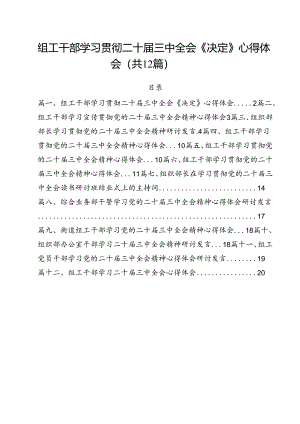 组工干部学习贯彻二十届三中全会《决定》心得体会12篇（精选）.docx