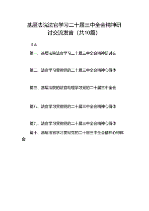 （10篇）基层法院法官学习二十届三中全会精神研讨交流发言（最新版）.docx