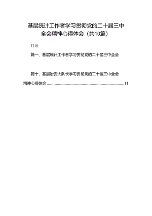 （10篇）基层统计工作者学习贯彻党的二十届三中全会精神心得体会范文.docx