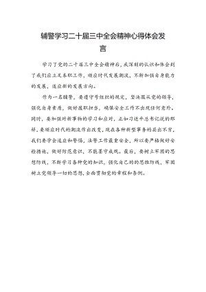 辅警学习二十届三中全会精神心得体会发言.docx