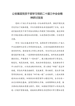 公安基层党员干部学习党的二十届三中全会精神研讨发言.docx
