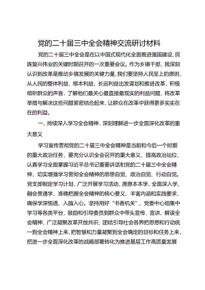 乡镇干部党的二十届三中全会精神交流研讨材料.docx