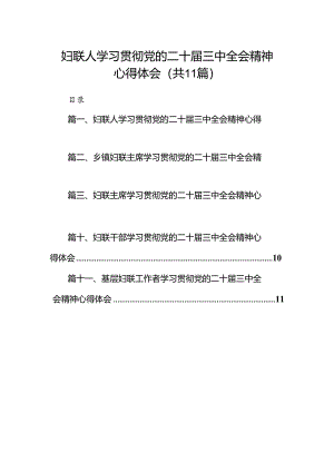 （11篇）妇联人学习贯彻党的二十届三中全会精神心得体会（详细版）.docx