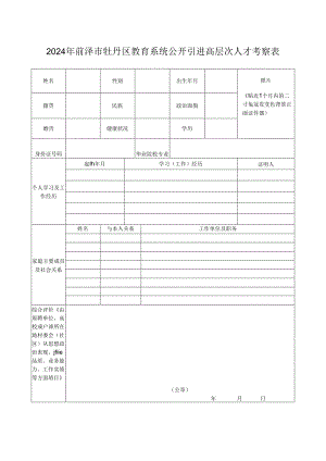 菏泽市市属学校招聘教师考核表.docx