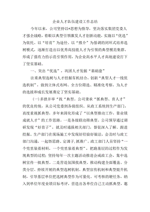 企业人才队伍建设工作总结.docx