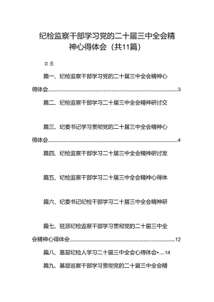 （11篇）纪检监察干部学习党的二十届三中全会精神心得体会汇编范本.docx
