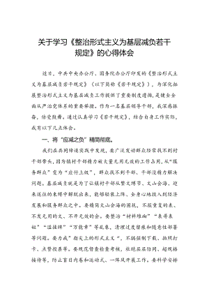 学习贯彻整治形式主义为基层减负若干规定专题培训研讨发言.docx