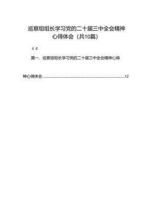 （10篇）巡察组组长学习党的二十届三中全会精神心得体会（最新版）.docx