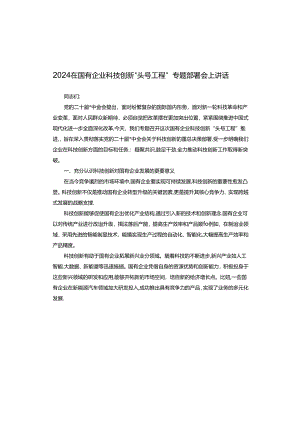 2024在国有企业科技创新“头号工程”专题部署会上讲话.docx