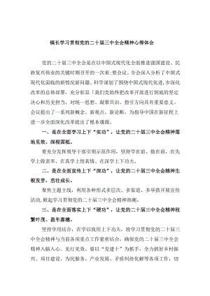 镇长学习贯彻党的二十届三中全会精神心得体会范文8篇（精选）.docx