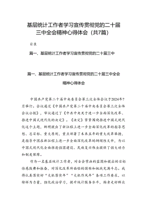 基层统计工作者学习宣传贯彻党的二十届三中全会精神心得体会（共7篇）.docx