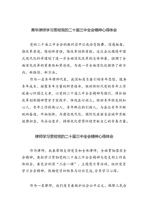 青年律师学习贯彻党的二十届三中全会精神心得体会（共五篇）.docx