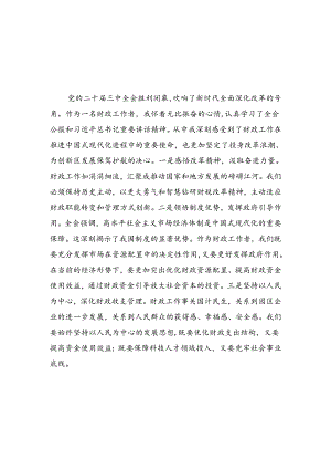 （8篇）财政系统财政工作者学习贯彻党的二十届三中全会精神感想范文.docx