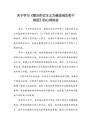 领导干部关于学习贯彻《整治形式主义为基层减负若干规定》心得体会.docx