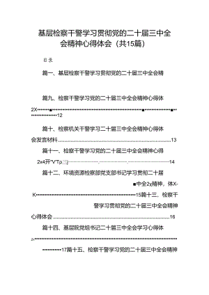 基层检察干警学习贯彻党的二十届三中全会精神心得体会15篇专题资料.docx