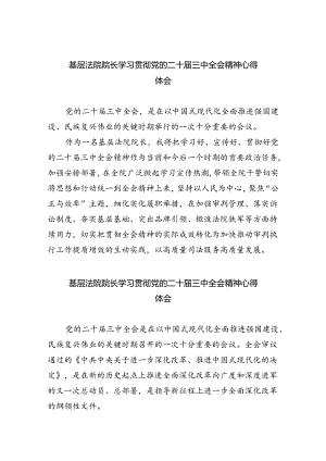 基层法院院长学习贯彻党的二十届三中全会精神心得体会8篇供参考.docx