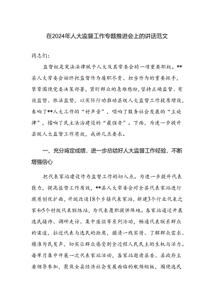在2024年人大监督工作专题推进会上的讲话范文.docx