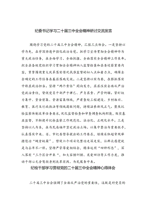 纪委书记学习二十届三中全会精神研讨交流发言（共8篇）.docx