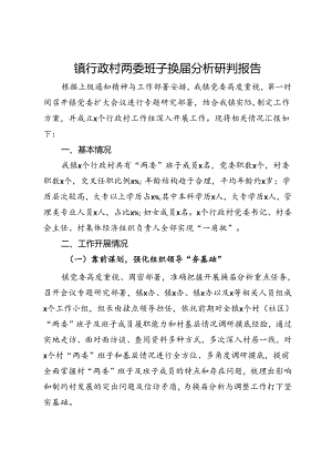 镇行政村两委班子换届分析研判报告.docx