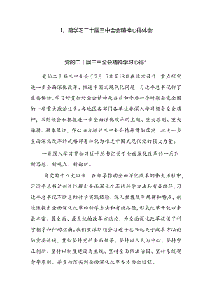 10篇学习贯彻党的二十届三中全会精神心得体会.docx