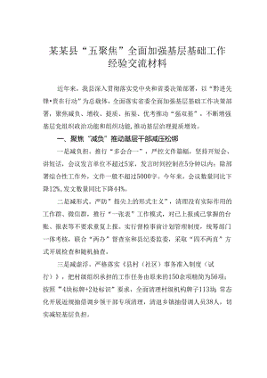 某某县“五聚焦”全面加强基层基础工作经验交流材料.docx