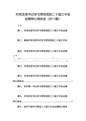 （11篇）村党支部书记学习贯彻党的二十届三中全会精神心得体会集锦.docx