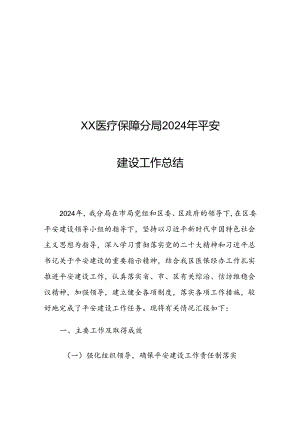 XX医疗保障分局2024年平安建设工作总结.docx