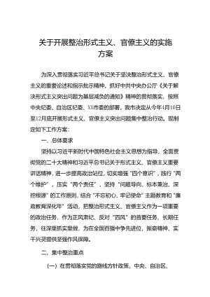 四篇关于开展形式主义、官僚主义突出问题集中整治行动工作方案.docx