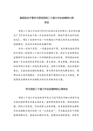 （8篇）基层政法干警学习贯彻党的二十届三中全会精神心得体会范文.docx