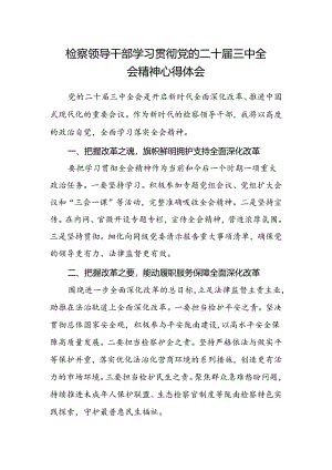 检察领导干部学习贯彻党的二十届三中全会精神心得体会.docx