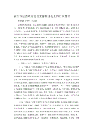 在全市法治政府建设工作推进会上的汇报发言.docx