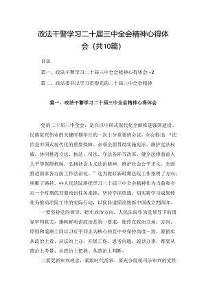 （10篇）政法干警学习二十届三中全会精神心得体会范文.docx