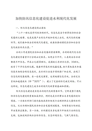 加快防汛信息化建设--促进水利现代化发展.docx