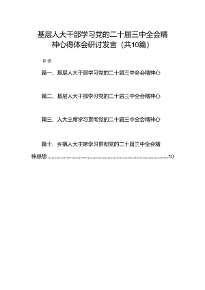 （10篇）基层人大干部学习党的二十届三中全会精神心得体会研讨发言汇编.docx