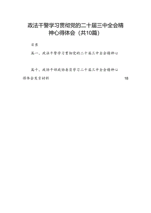 政法干警学习贯彻党的二十届三中全会精神心得体会最新精选版【10篇】.docx
