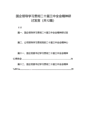 国企领导学习贯彻二十届三中全会精神研讨发言12篇（详细版）.docx