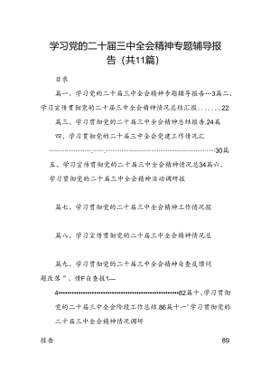 （11篇）学习党的二十届三中全会精神专题辅导报告（精选）.docx