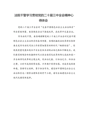 法院干警学习贯彻党的二十届三中全会精神心得体会.docx