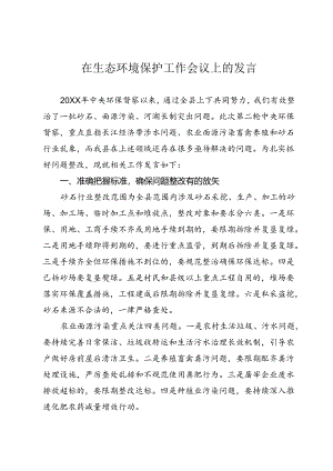 在生态环境保护工作会议上的发言.docx
