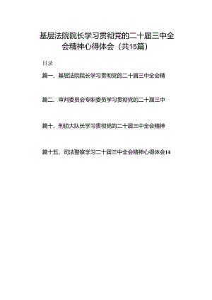 （15篇）基层法院院长学习贯彻党的二十届三中全会精神心得体会（精选）.docx