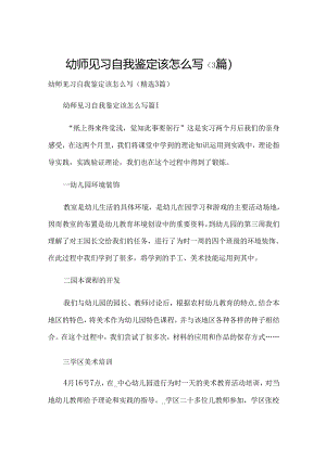 幼师见习自我鉴定该怎么写（3篇）.docx