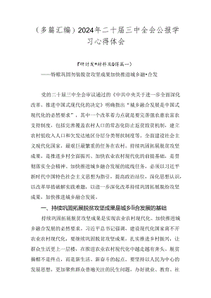 （多篇汇编）2024年二十届三中全会公报学习心得体会.docx