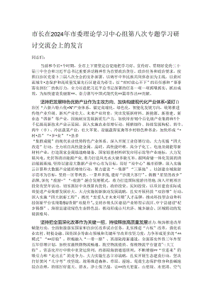 市长在2024年市委理论学习中心组第八次专题学习研讨交流会上的发言.docx
