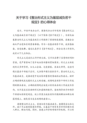 5篇关于《整治形式主义为基层减负若干规定》的学习心得体会.docx